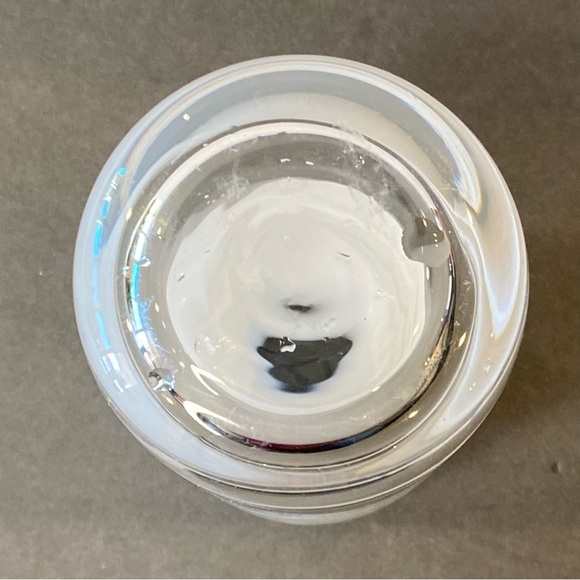 Opaque White Clear Fused Glass 5.5” Vase Thick Leaded Two Tone Color Blo… - Picture 3 of 5